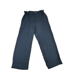 NEW Halara High Waisted Zipper Pocket Capri Linen-Feel Pants Black Women's Sz S